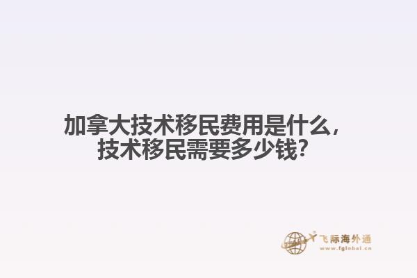 加拿大技術(shù)移民費(fèi)用是什么，技術(shù)移民需要多少錢？