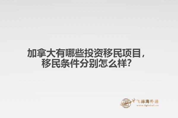 加拿大有哪些投資移民項目，移民條件分別怎么樣？