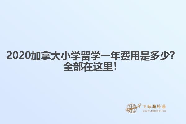 2020加拿大小學留學一年費用是多少