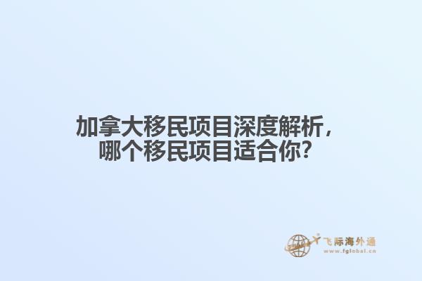 加拿大移民項目深度解析，哪個移民項目適合你？