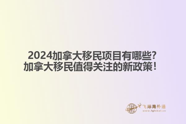  2024加拿大移民項(xiàng)目有哪些？加拿大移民值得關(guān)注的新政策！