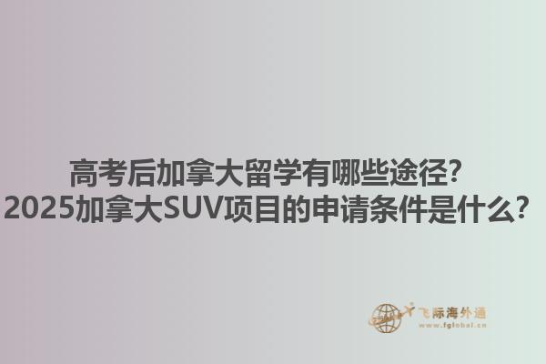 高考后加拿大留學(xué)有哪些途徑？2025加拿大SUV項(xiàng)目的申請(qǐng)條件是什么？