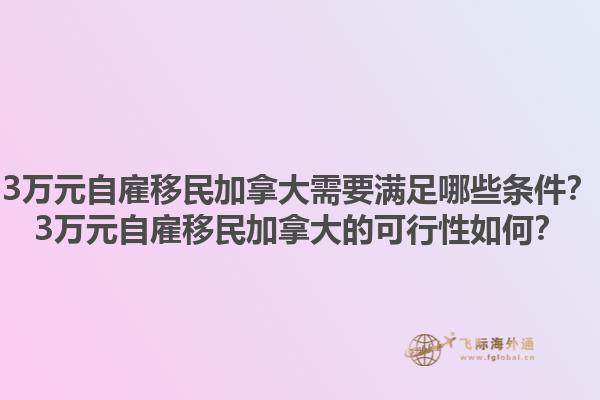3萬元自雇移民加拿大需要滿足哪些條件？3萬元自雇移民加拿大的可行性如何？1.jpg