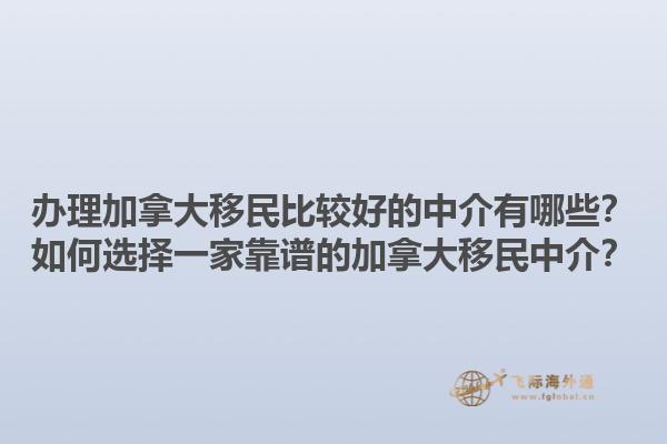 辦理加拿大移民比較好的中介有哪些？如何選擇一家靠譜的加拿大移民中介？
