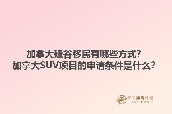 加拿大硅谷移民有哪些方式？加拿大SUV項目的申請條件是什么？1.jpg