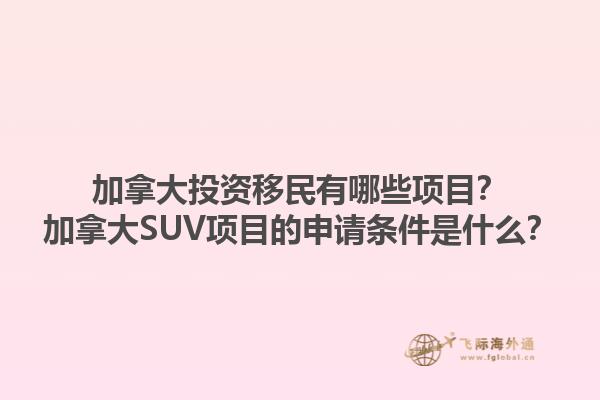 加拿大投資移民有哪些項(xiàng)目？加拿大SUV項(xiàng)目的申請條件是什么？
