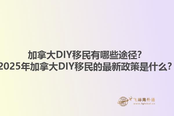 加拿大DIY移民有哪些途徑？2025年加拿大DIY移民的最新政策是什么？