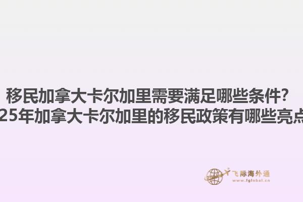 移民加拿大卡爾加里需要滿足哪些條件？2025年加拿大卡爾加里的移民政策有哪些亮點？