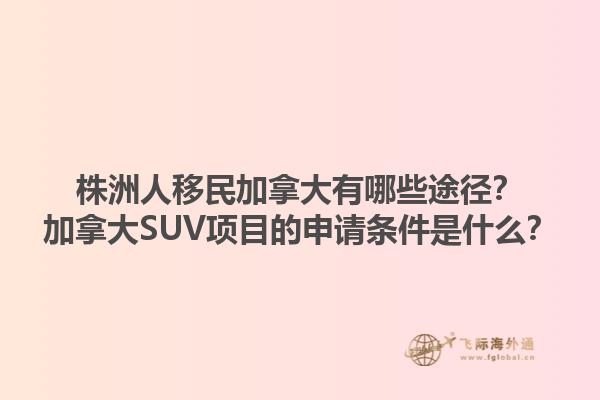 株洲人移民加拿大有哪些途徑？加拿大SUV項目的申請條件是什么？
