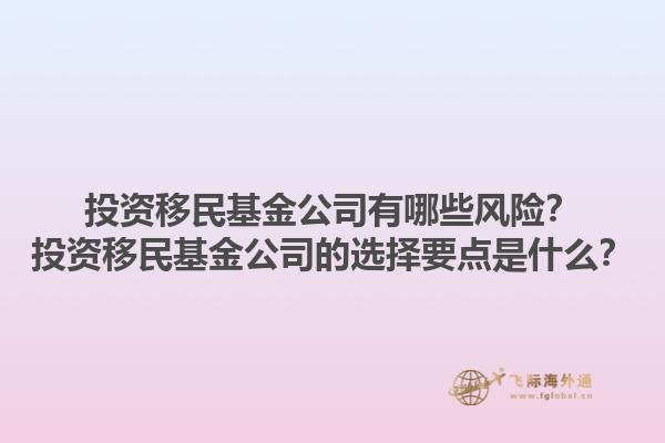 投資移民基金公司有哪些風險？投資移民基金公司的選擇要點是什么？1.jpg