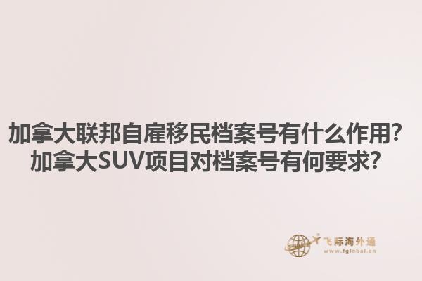 加拿大聯(lián)邦自雇移民檔案號有什么作用？加拿大SUV項目對檔案號有何要求？1.jpg