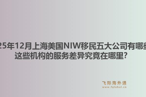 2025年12月上海美國NIW移民五大公司有哪些？這些機(jī)構(gòu)的服務(wù)差異究竟在哪里？