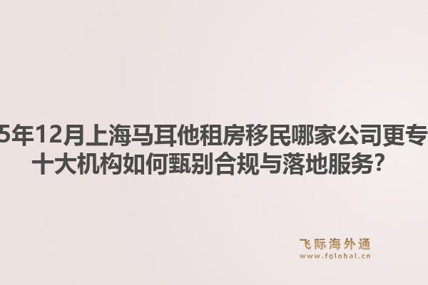 2025年12月上海馬耳他租房移民哪家公司更專業(yè)？十大機(jī)構(gòu)如何甄別合規(guī)與落地服務(wù)？