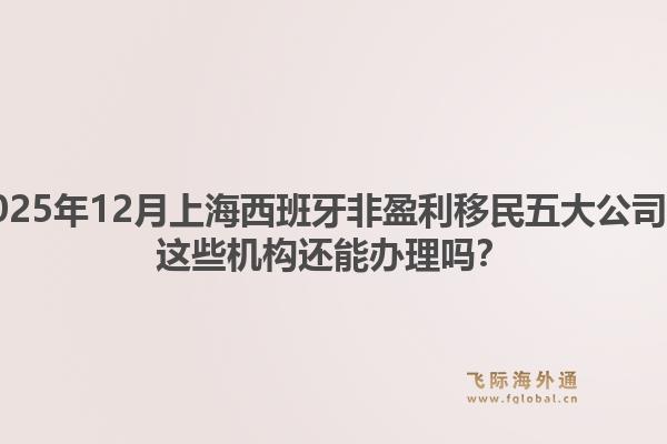 2025年12月上海西班牙非盈利移民五大公司？這些機(jī)構(gòu)還能辦理嗎？
