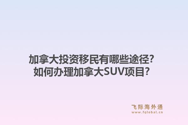加拿大投資移民有哪些途徑？如何辦理加拿大SUV項目？1.jpg