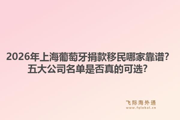 2026年上海葡萄牙捐款移民哪家靠譜？五大公司名單是否真的可選？