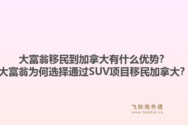 大富翁移民到加拿大有什么優(yōu)勢？大富翁為何選擇通過SUV項目移民加拿大？1.jpg