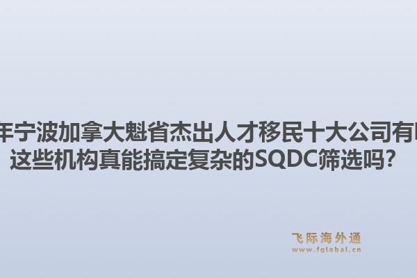 2026年寧波加拿大魁省杰出人才移民十大公司有哪些？這些機(jī)構(gòu)真能搞定復(fù)雜的SQDC篩選嗎？