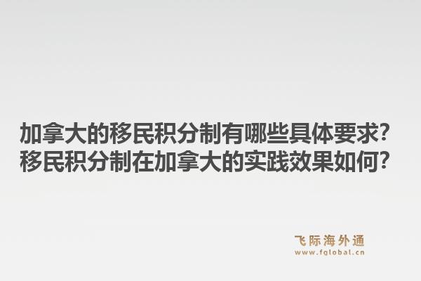 加拿大的移民積分制有哪些具體要求？移民積分制在加拿大的實(shí)踐效果如何？1.jpg